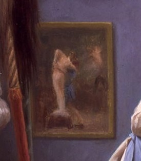 ジャン=レオン・ジェローム『画家とモデル』の一部に描かれた『ピュグマリオンとガラテア』。