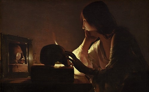 夜の画家、ジョルジュ・ド・ラ・トゥールの『悔い改めるマグダラのマリア』。
