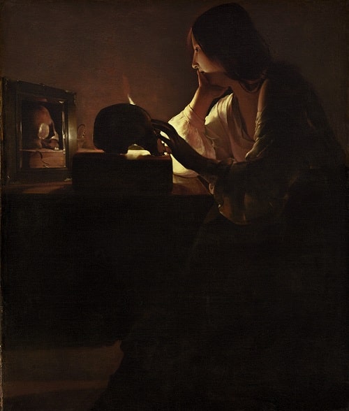 夜の画家、ジョルジュ・ド・ラ・トゥールの代表作の一枚である『悔い改めるマグダラのマリア』。