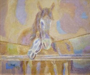 “馬の絵描き”とも言われた洋画家の坂本繁二郎の『母仔馬』。