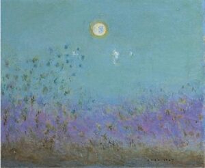 洋画家の坂本繁二郎の風景画で、晩年の代表作の一枚の『櫨の月』。