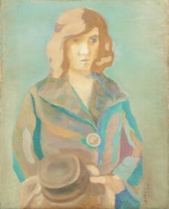 洋画家の坂本繁二郎がフランス留学時代に描いたの代表作の一枚の『帽子を持てる女』。