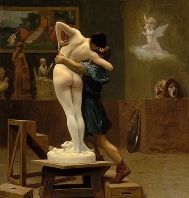 オウィディウスの『変身物語』を題材にしたフランスの画家ジャン=レオン・ジェロームの『ピュグマリオンとガラテア』の一部、「メトロポリタン美術館展 西洋絵画の500年」で来日の作品。