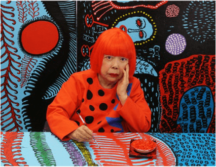 かぼちゃの作品で有名な草間彌生（Yayoi Kusama）、 松本市美術館のサイトより。