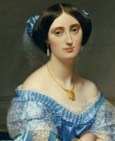ドミニク・アングルの代表的な作品の一枚の肖像画『ド・ブロイ公爵夫人の肖像』の一部。